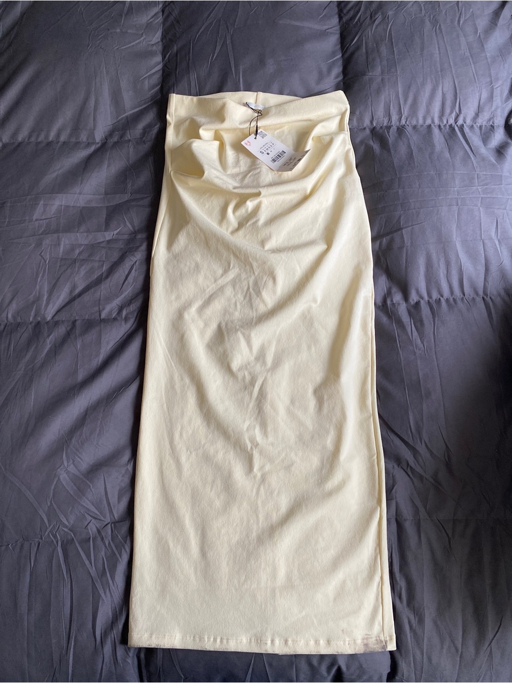 Zara Light Cream Midi Skirt - Straight Fit